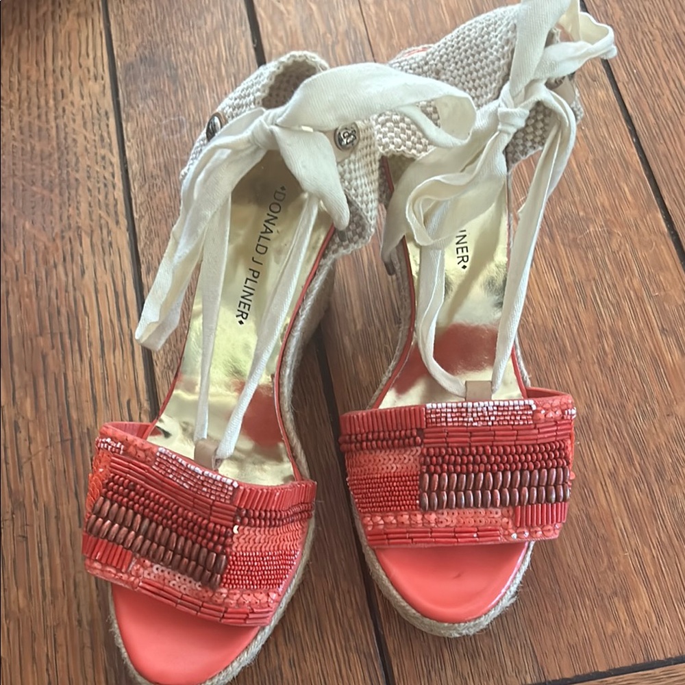 Donald J. Pliner Red and Cream Espadrilles